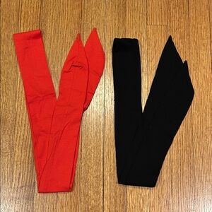 Red and Black Cotton Knit Scarf Pair